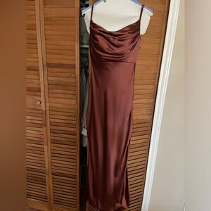 Revelry cinnamon rose bridesmaid dress